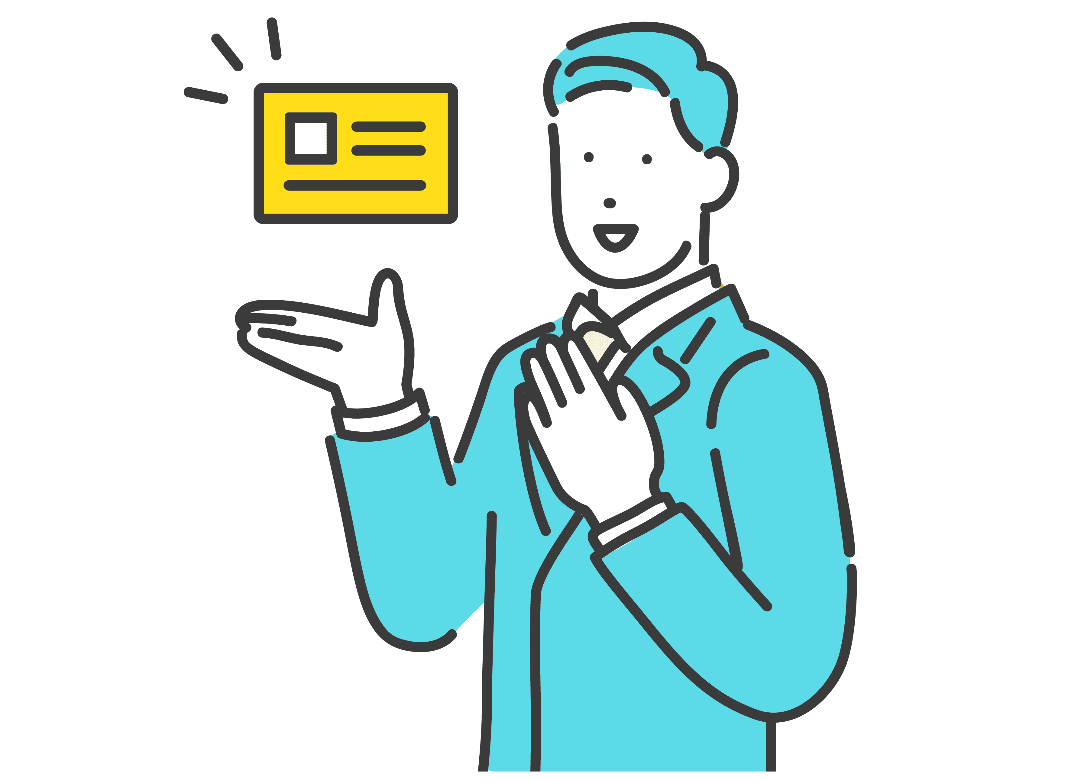 カードを説明する男性のイラスト
