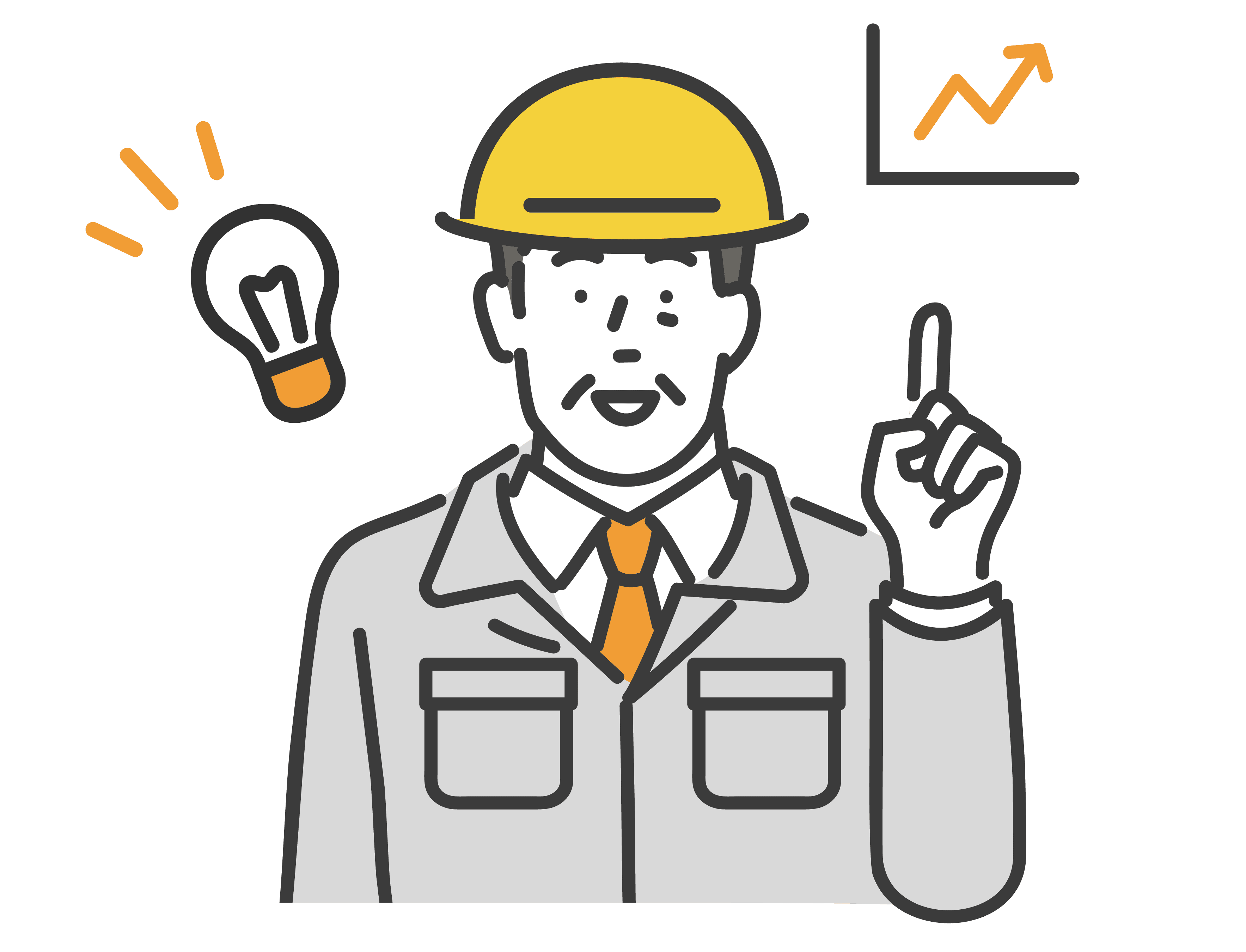 ヘルメットをかぶった事業主のイラスト